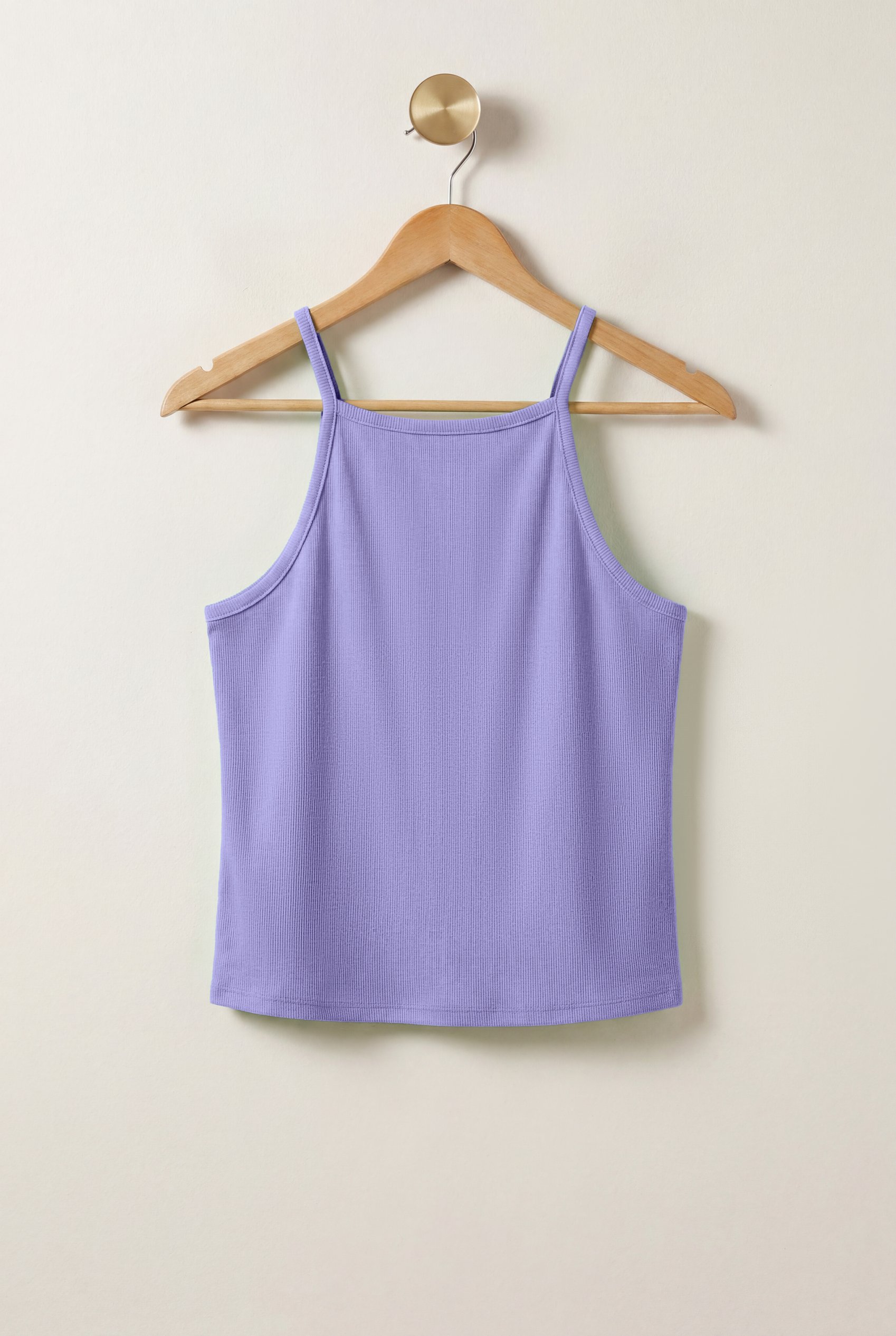Enorsia Women's Purple Square Neck Ribbed Vest | - Uk 8