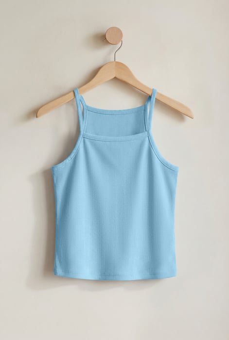 Blue Square Neck Ribbed Cami