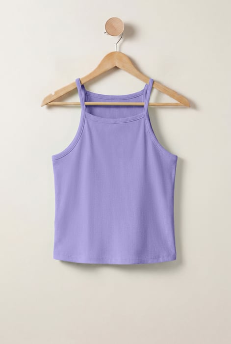Purple Square Neck Ribbed Cami