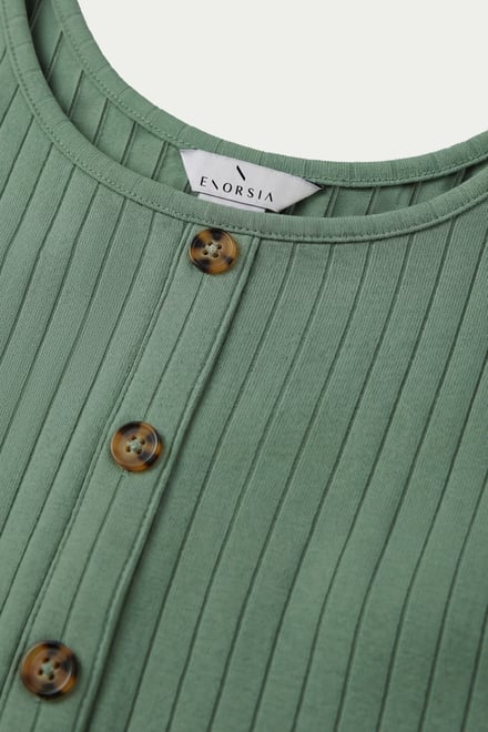 Ribbed Front Button Tank Top