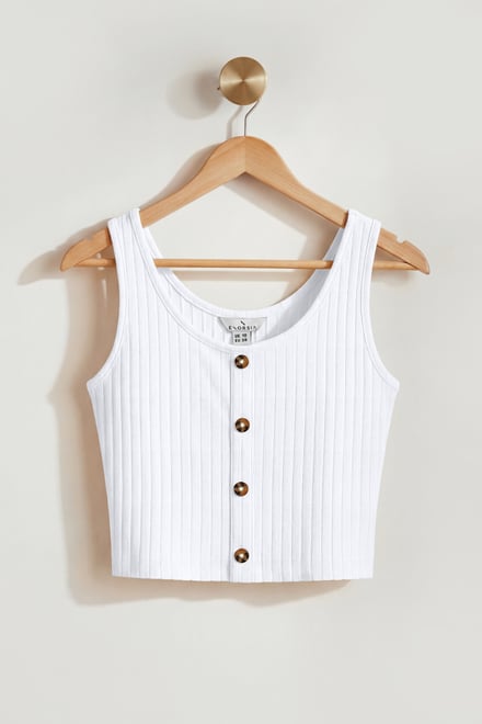 Ribbed Front Button Tank Top