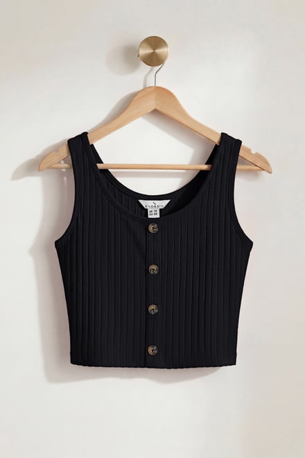 Ribbed Front Button Tank Top