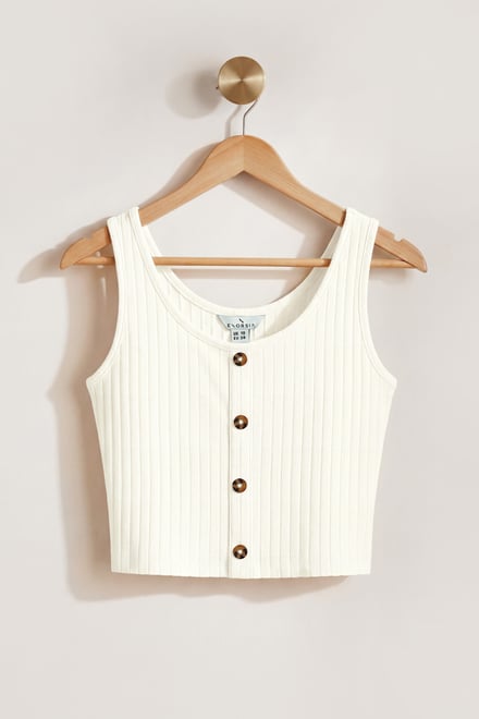 Ribbed Front Button Tank Top