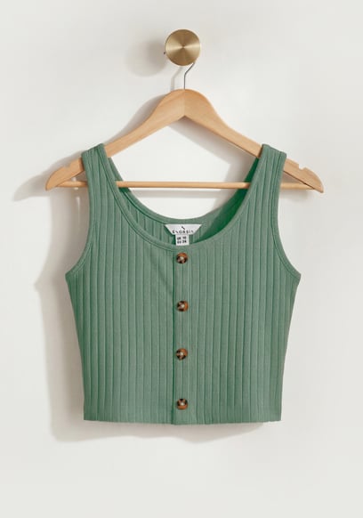 Ribbed Front Button Tank Top