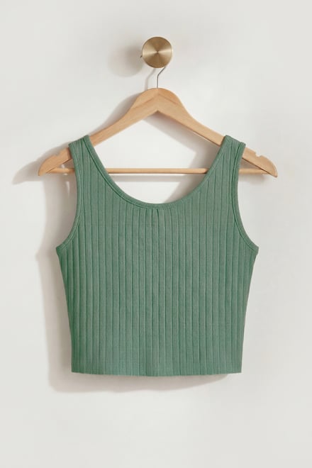 Ribbed Front Button Tank Top