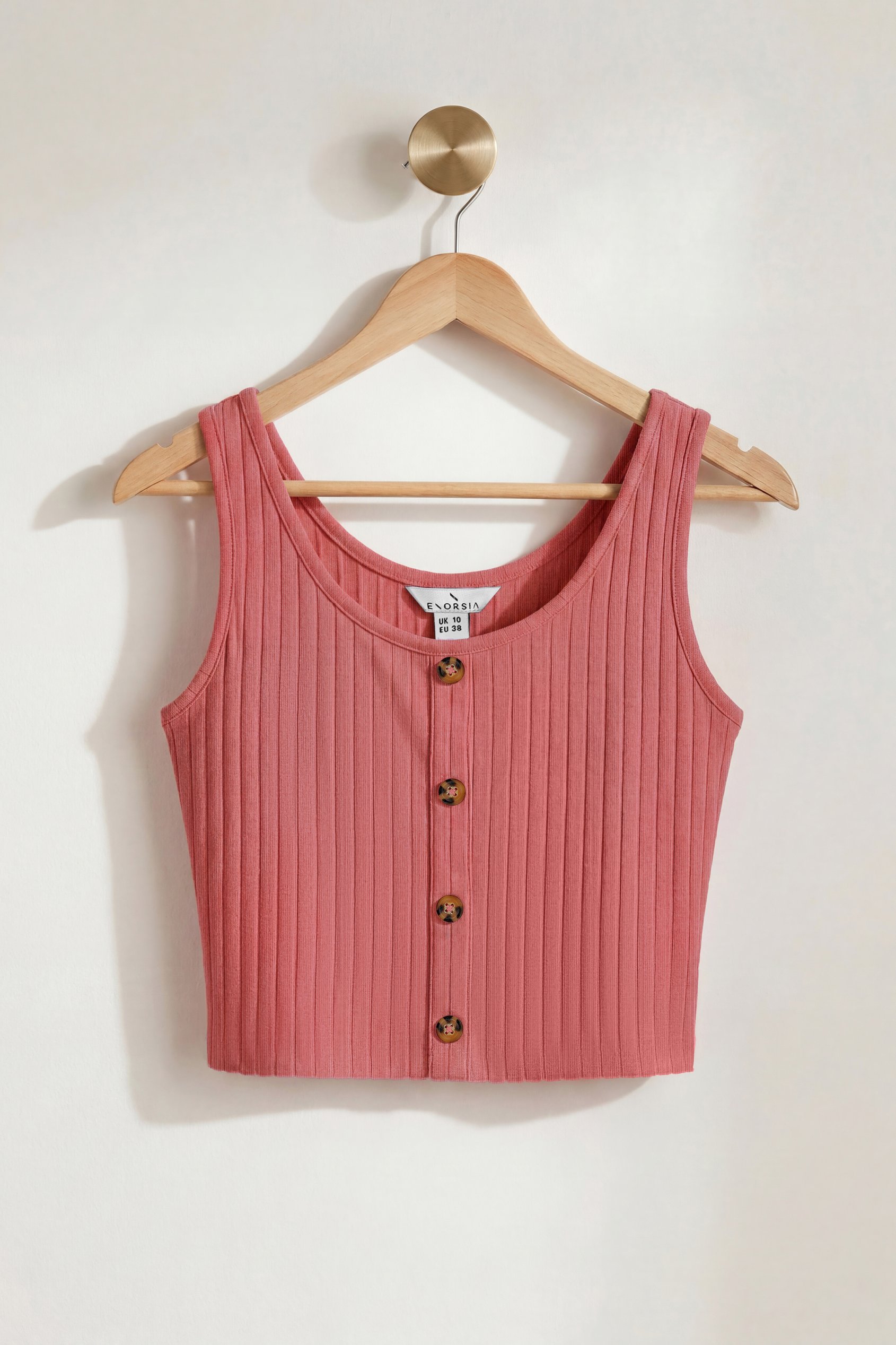 Ribbed Front Button Tank Top