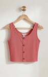 Ribbed Front Button Tank Top