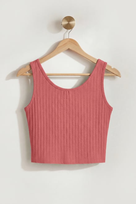 Ribbed Front Button Tank Top