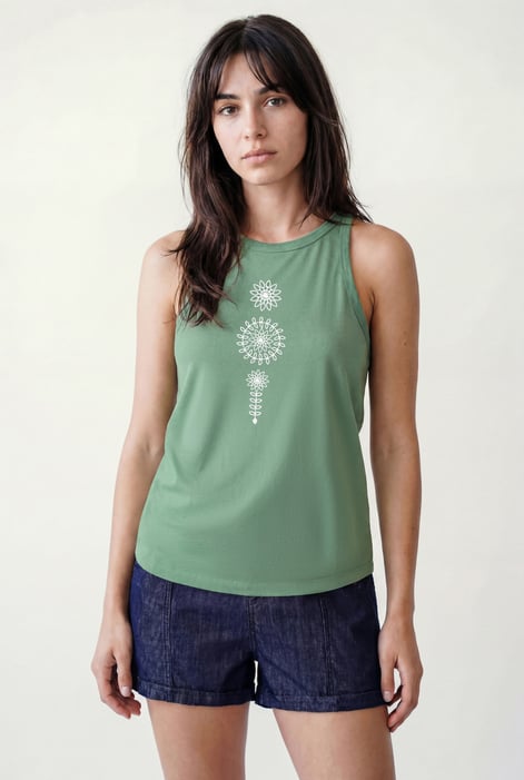 Pink Motif Embroidered Tank Top