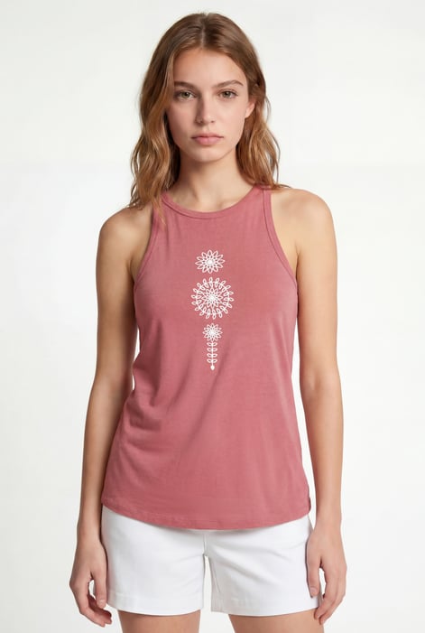 Pink Motif Embroidered Tank Top