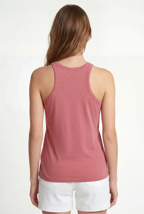 Red Motif Embroidered Tank Top