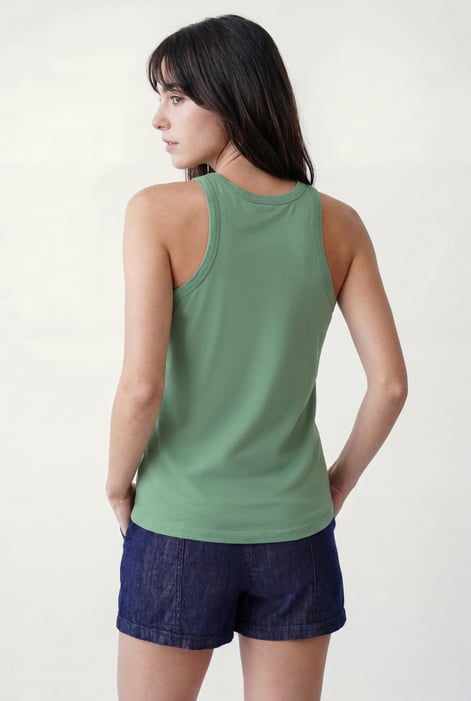 Green Motif Embroidered Tank Top