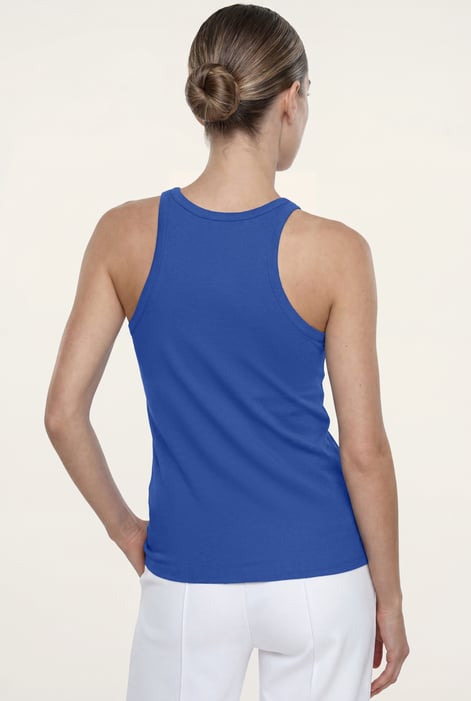 Blue Motif Embroidered Tank Top
