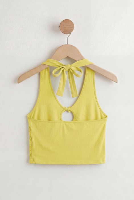 Yellow Halter Neck Crop Tank Top