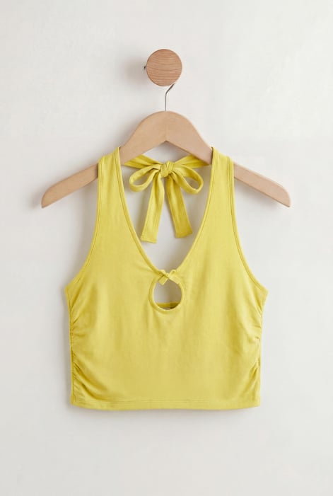 Green Halter Neck Crop Tank Top