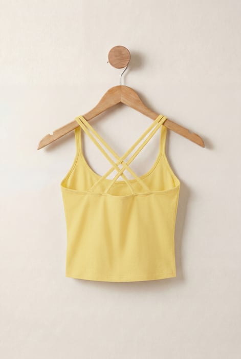 Yellow Cross Back Crop Cami