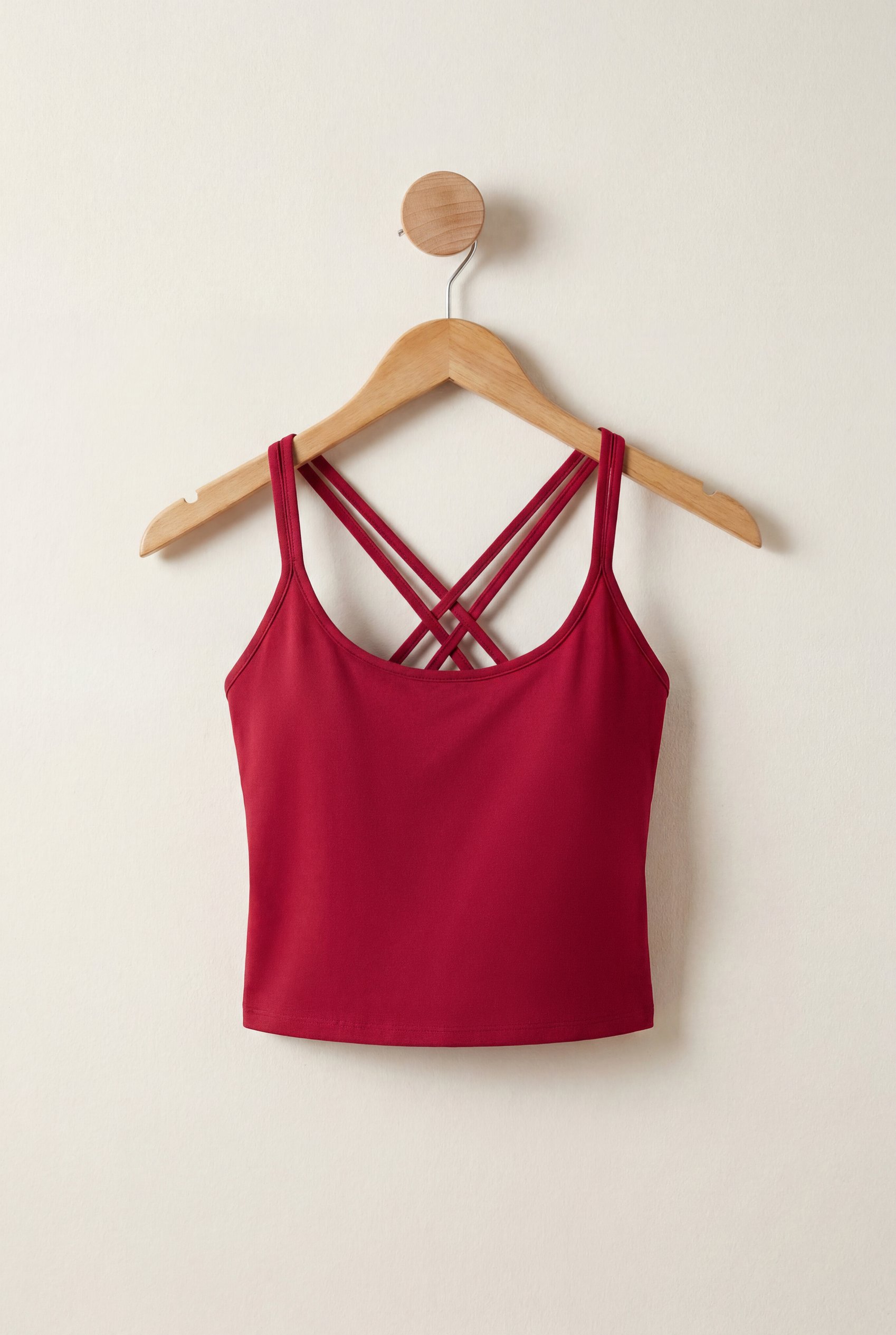 Enorsia Women's Red Cross Back Crop Cami - Uk 18