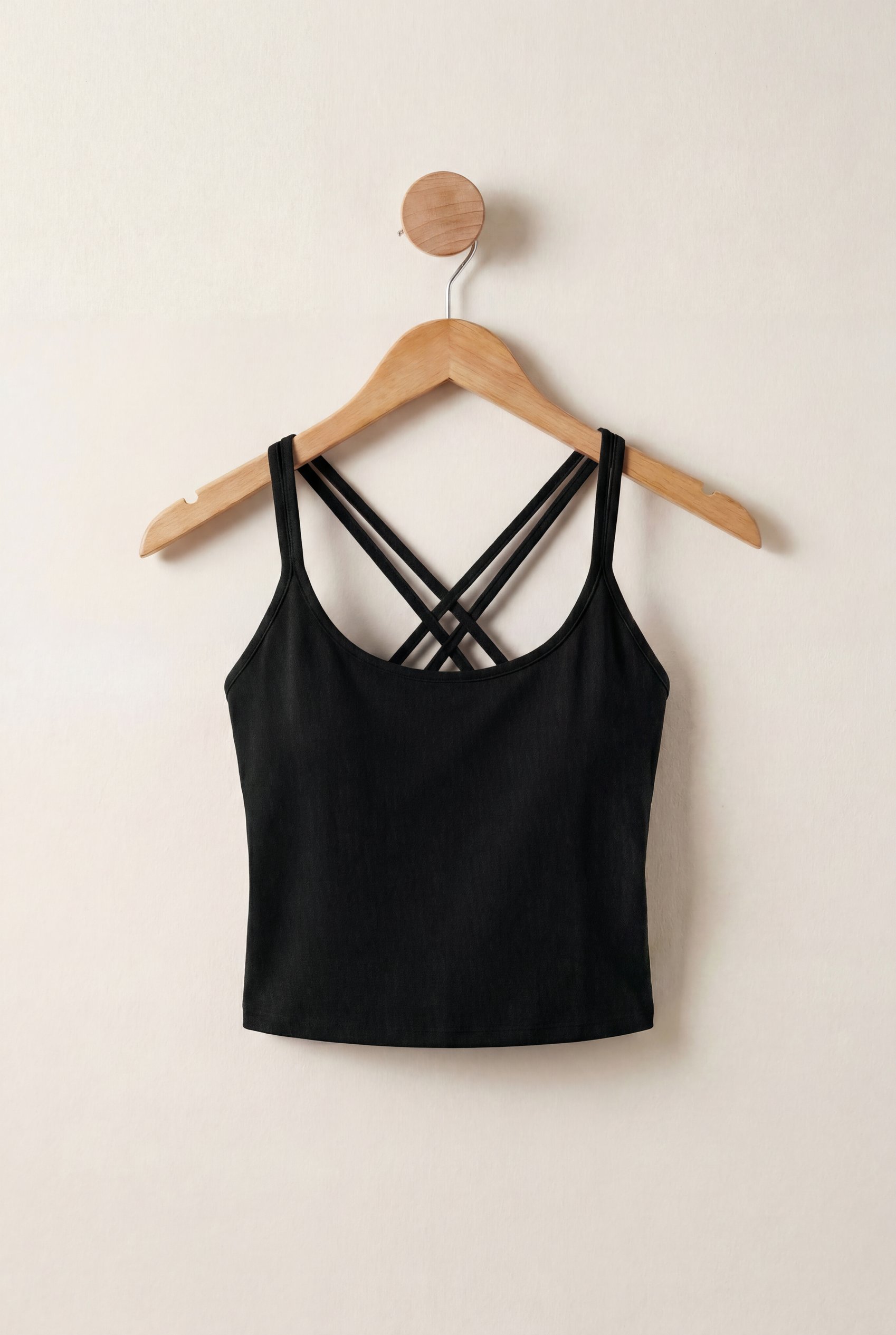 Enorsia Women's Black Cross Back Crop Cami - Uk 18
