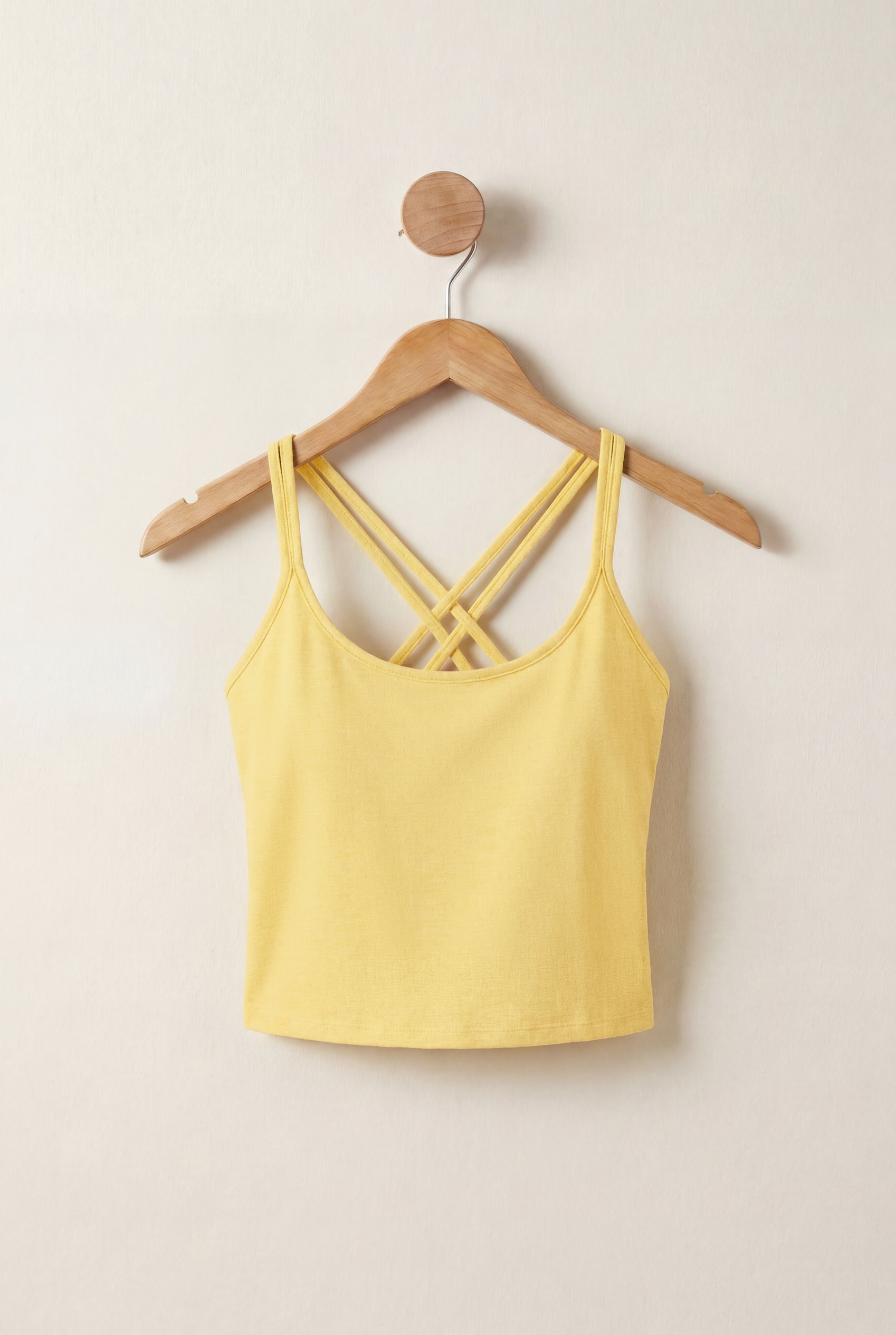 Enorsia Women's Yellow Cross Back Crop Cami - Uk 16