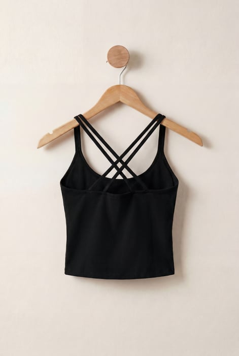 Black Cross Back Crop Cami