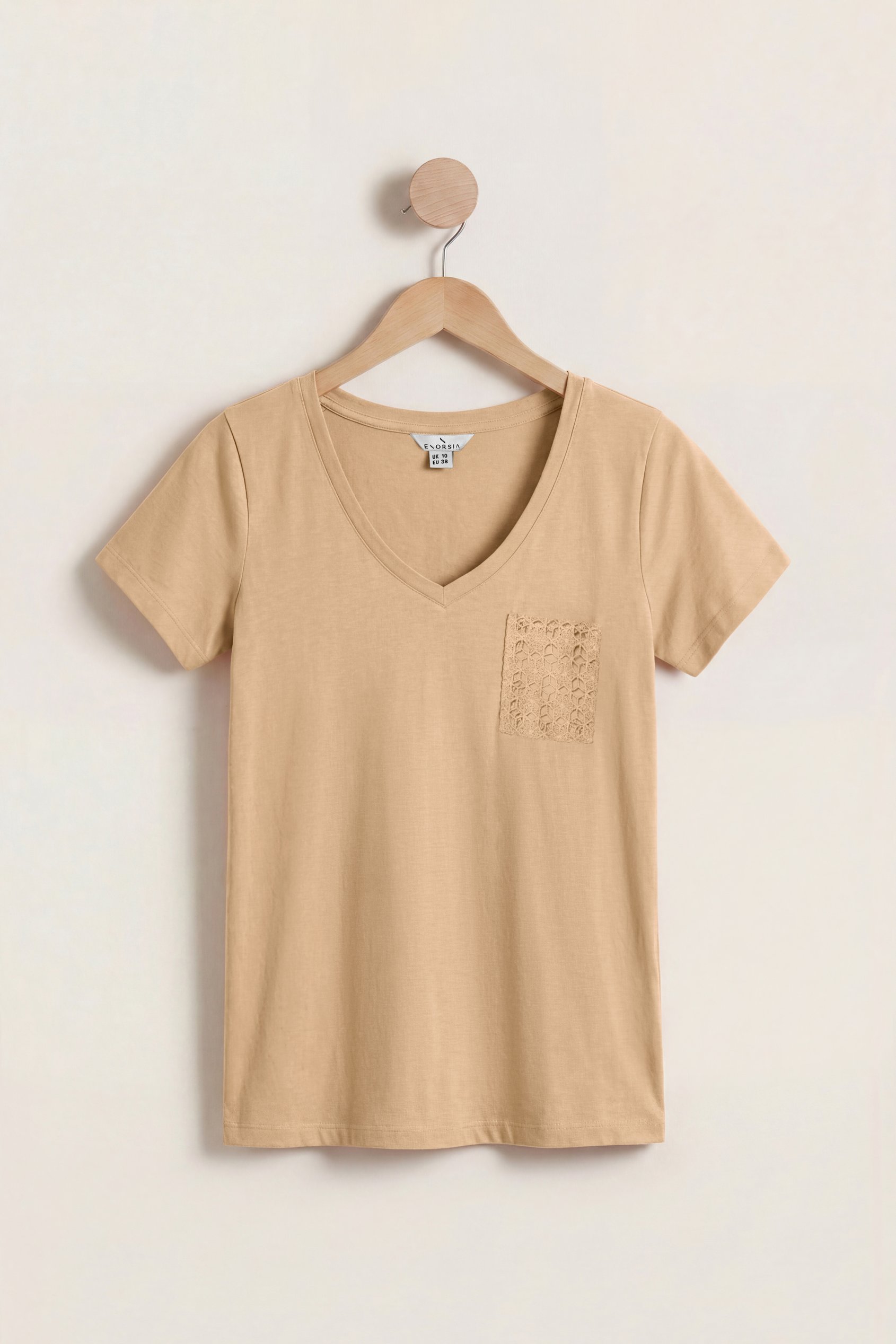 Lace Pocket V-Neck Tee