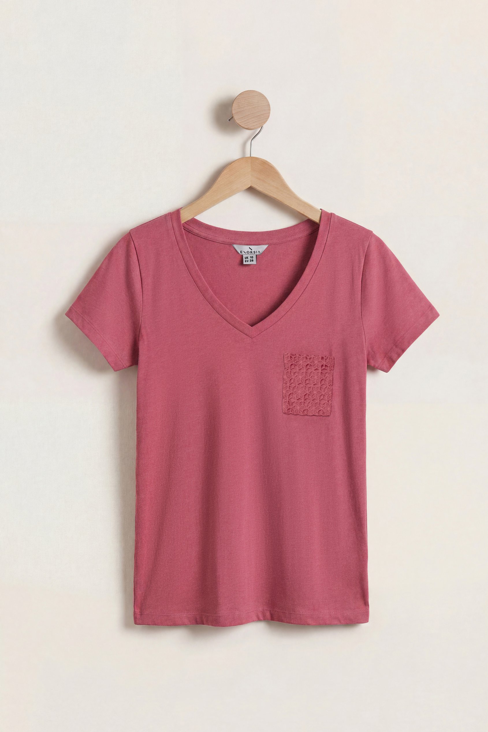 Lace Pocket V-Neck Tee