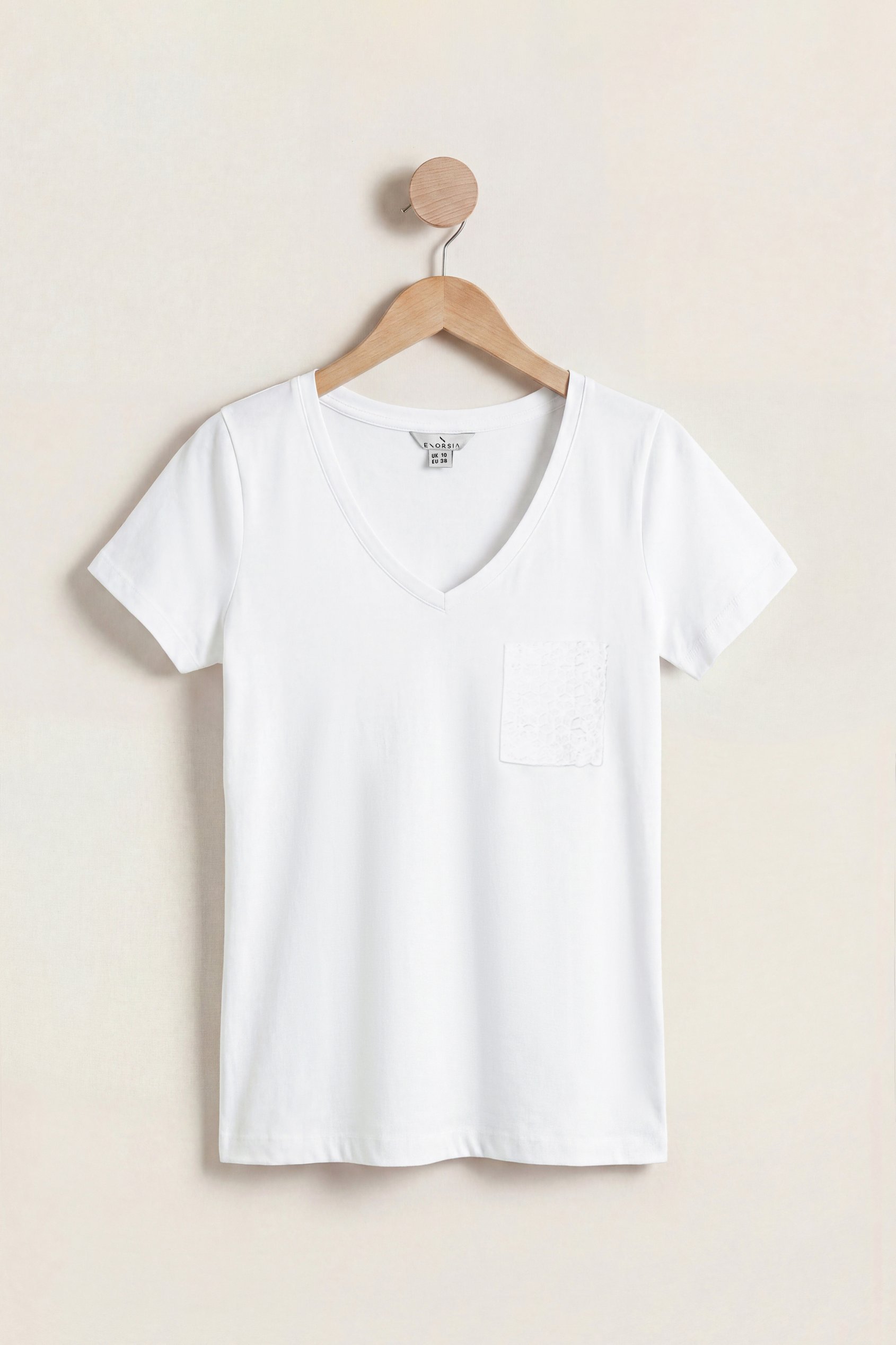 Lace Pocket V-Neck Tee