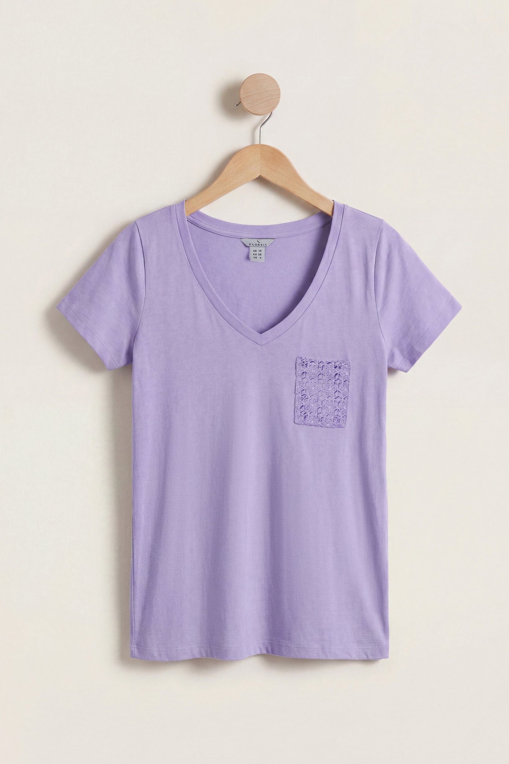 Lace Pocket V-Neck Tee