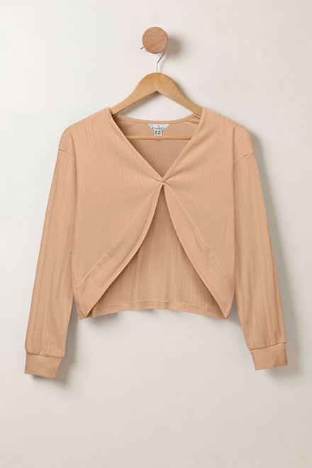 Twisted Front Pin Tuck Jersey Cropped Top