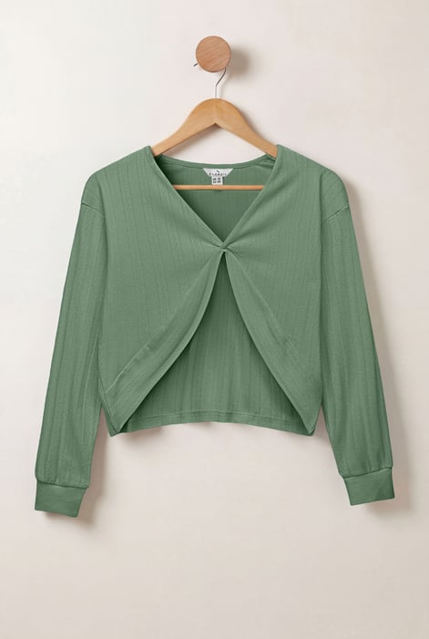 White Twisted Front Pin Tuck Jersey Cropped Top