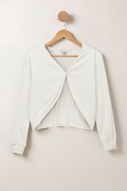 Twisted Front Pin Tuck Jersey Cropped Top