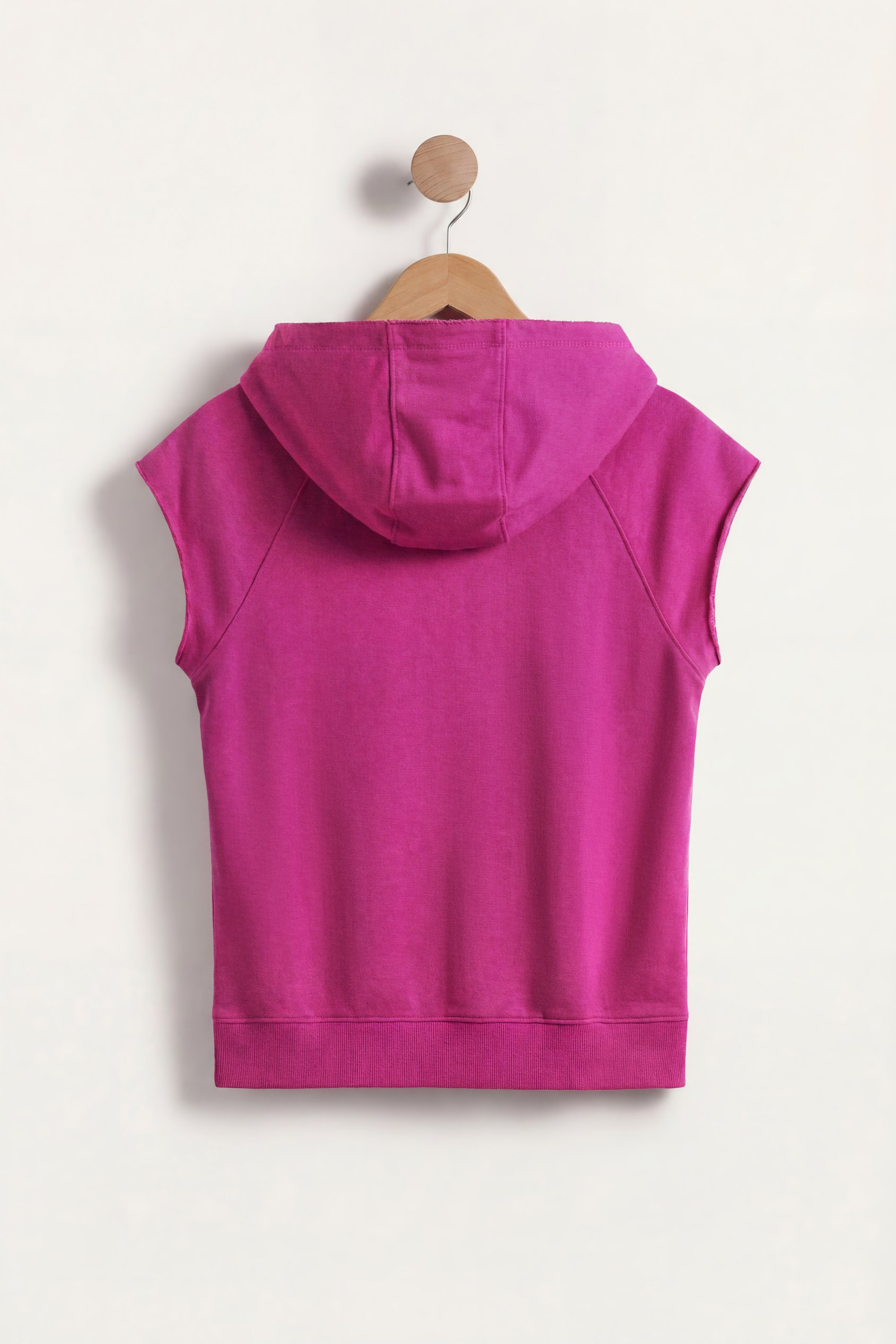 Sleeveless Raw Edge Hoodie