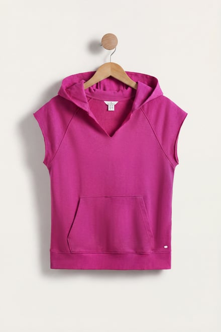 Sleeveless Raw Edge Hoodie