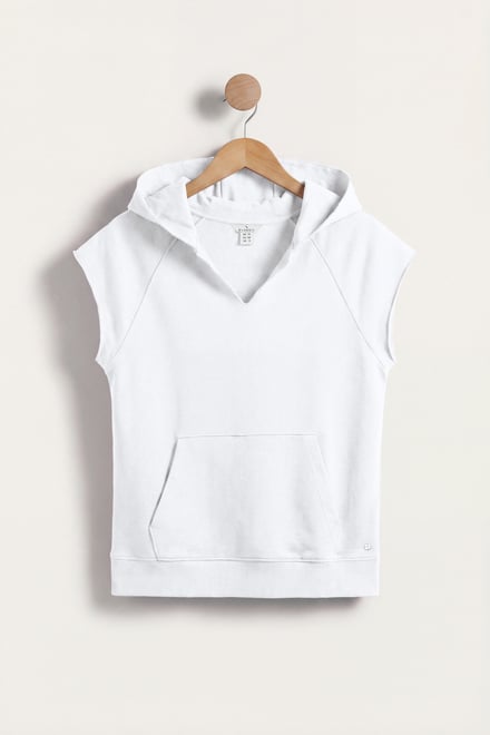 Sleeveless Raw Edge Hoodie