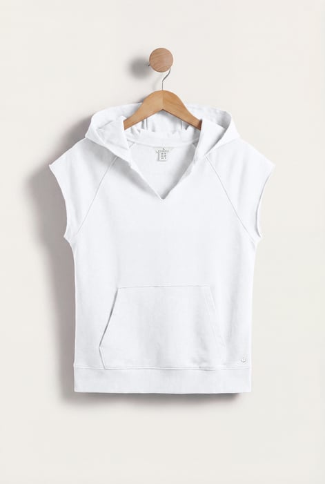 Pink Sleeveless Raw Edge Hoodie