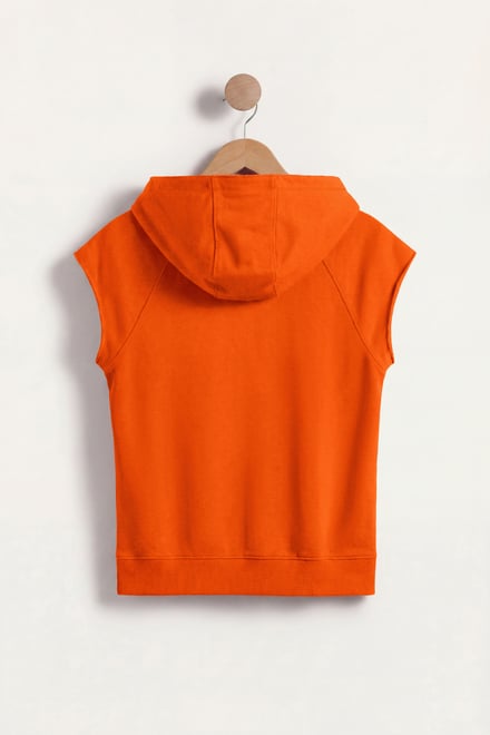 Sleeveless Raw Edge Hoodie
