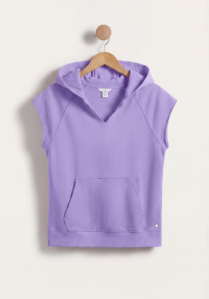 Sleeveless Raw Edge Hoodie