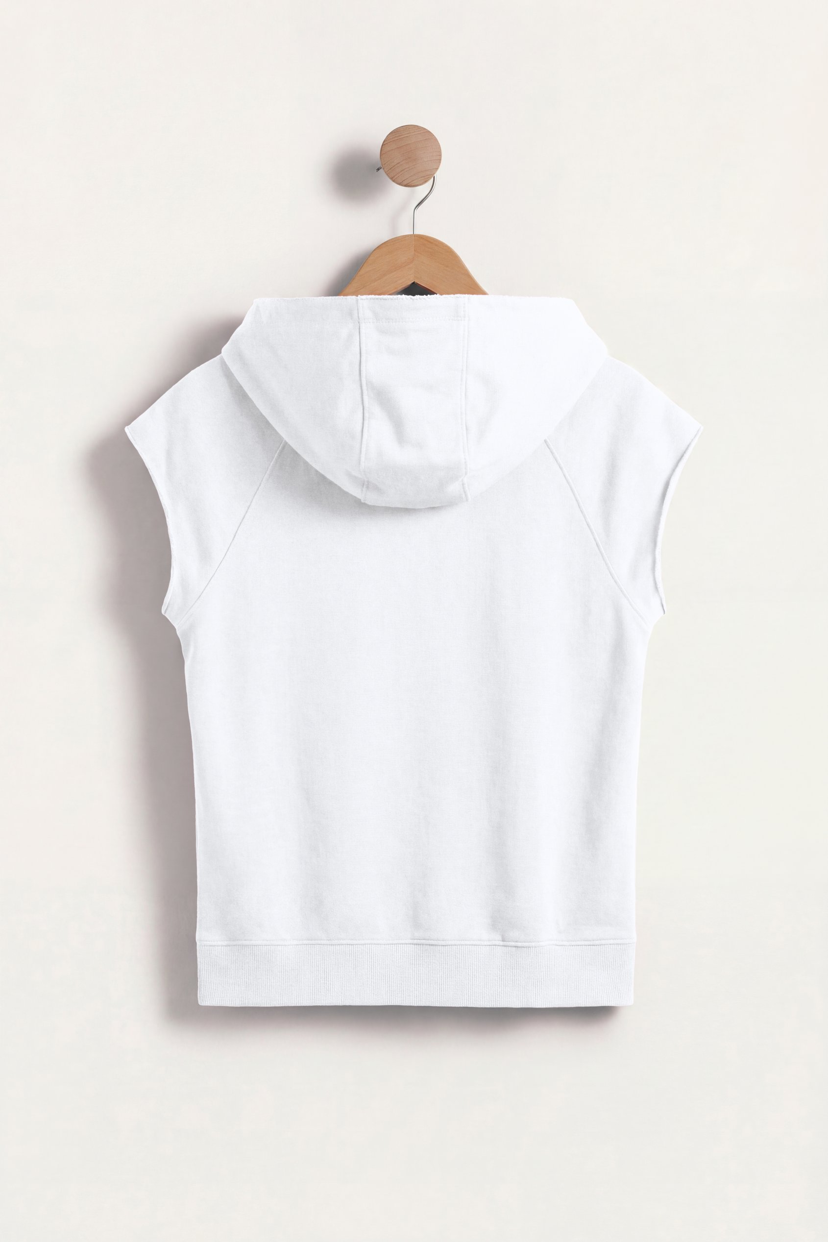 Sleeveless Raw Edge Hoodie