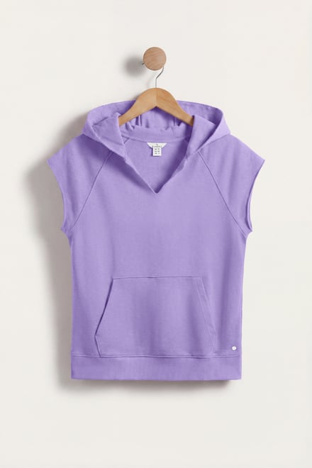 Sleeveless Raw Edge Hoodie