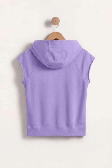 Sleeveless Raw Edge Hoodie