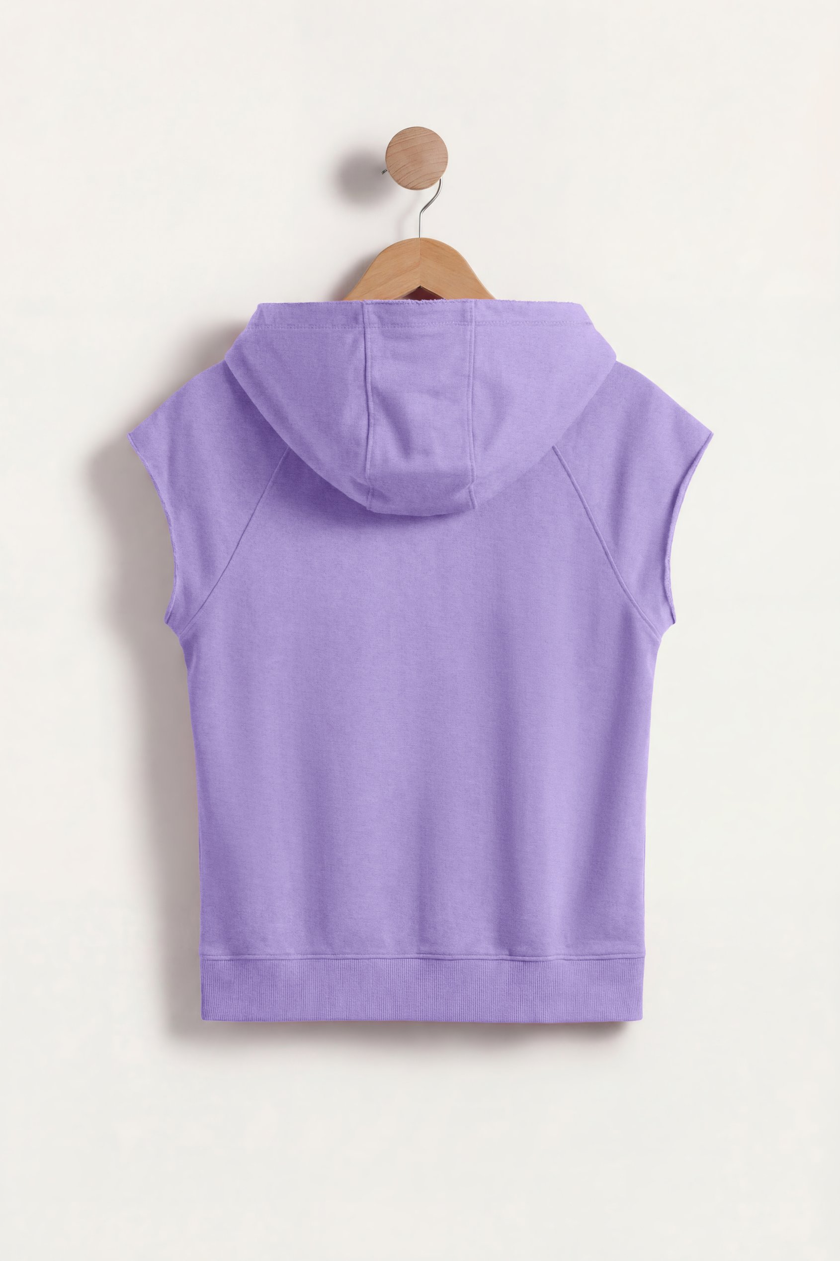 Sleeveless Raw Edge Hoodie