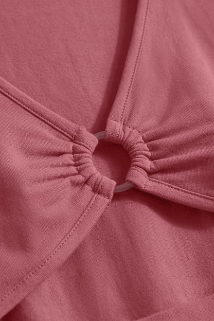 O-Ring Cut Out V-Neck Long Sleeves Top