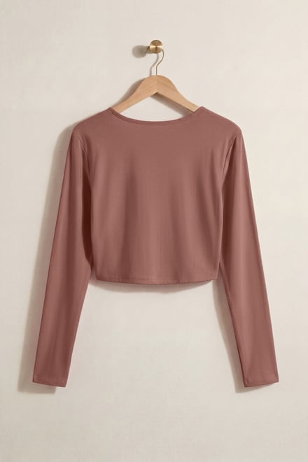 O-Ring Cut Out V-Neck Long Sleeves Top