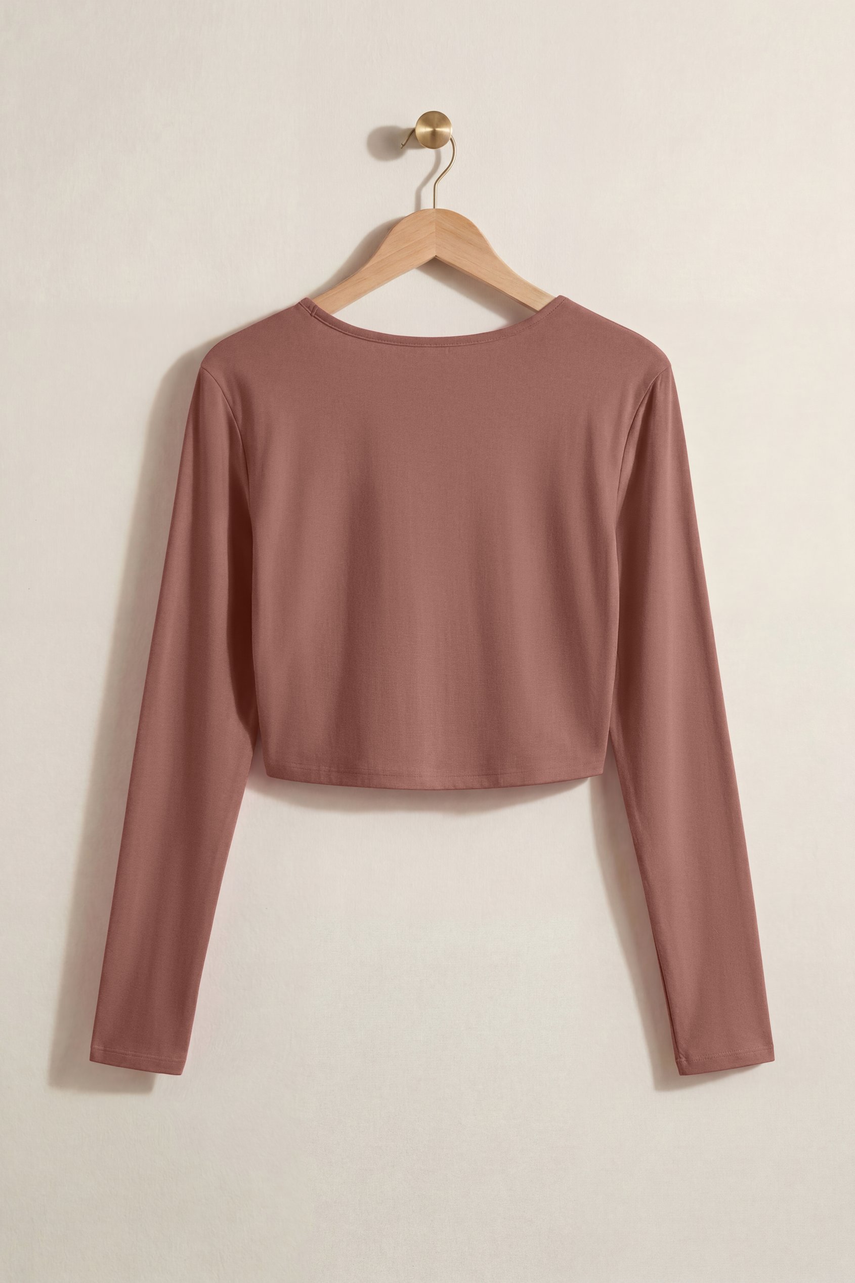 O-Ring Cut Out V-Neck Long Sleeves Top