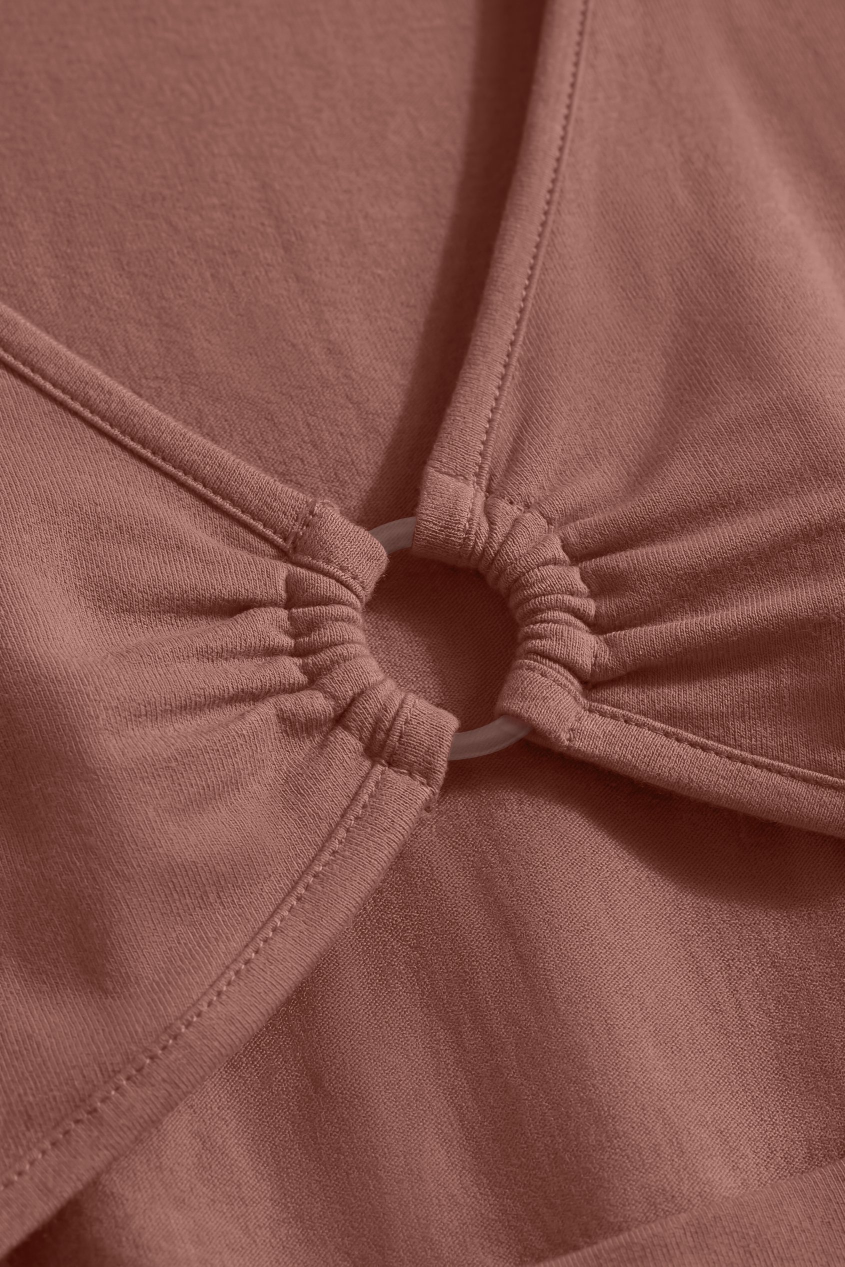 O-Ring Cut Out V-Neck Long Sleeves Top