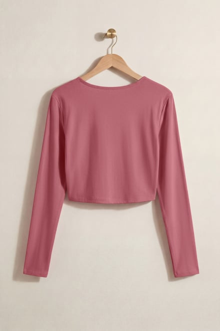 O-Ring Cut Out V-Neck Long Sleeves Top
