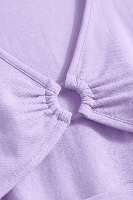 O-Ring Cut Out V-Neck Long Sleeves Top