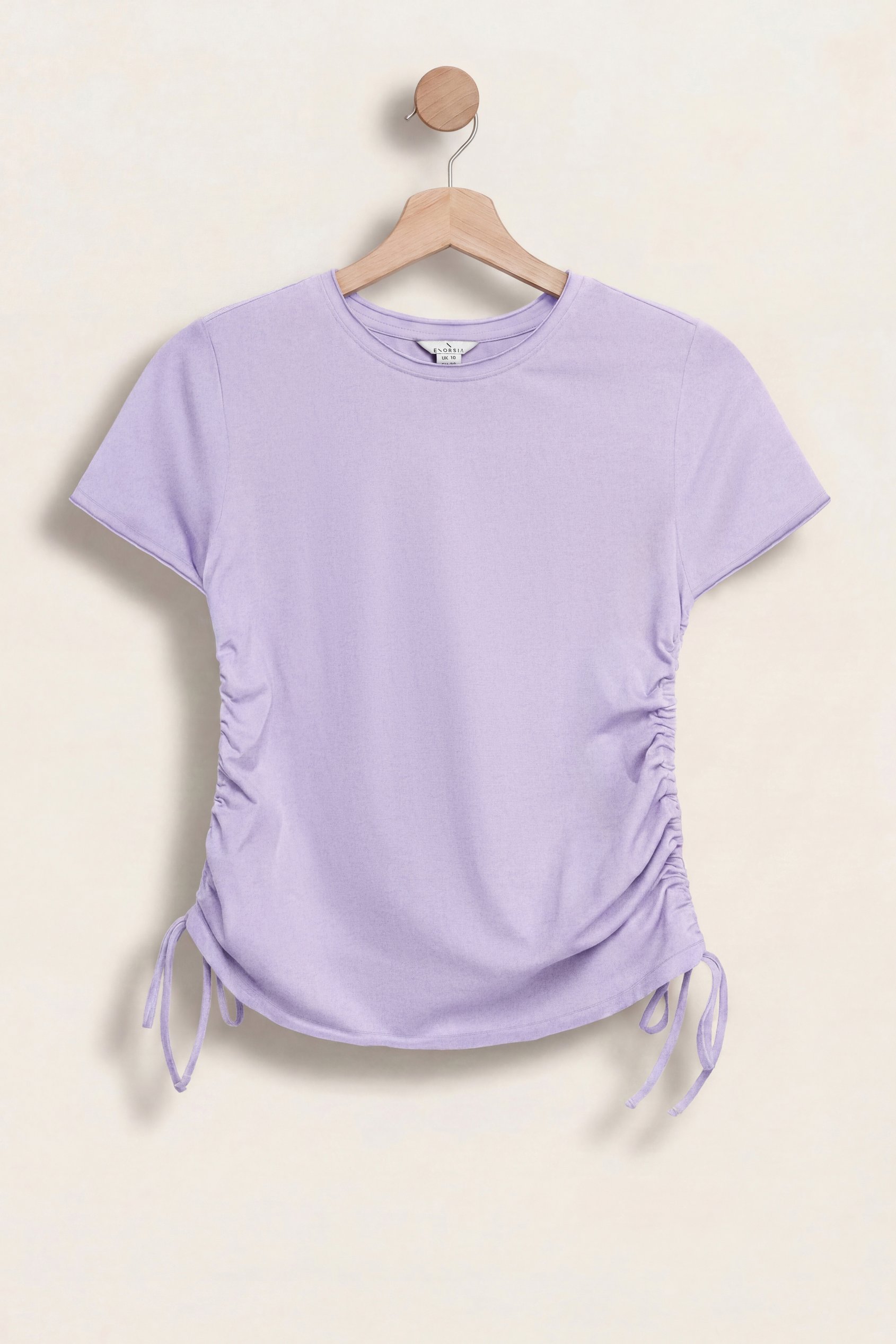 Enorsia Women's Purple Ruched Side Seam T-Shirt - Uk 10