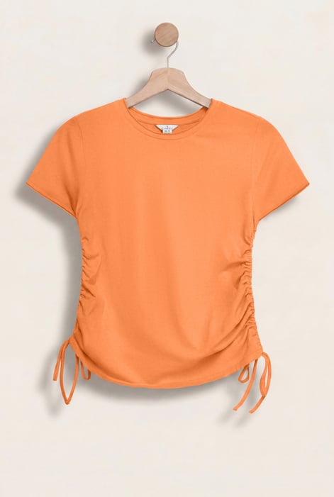Orange Ruched Side Seam T-Shirt