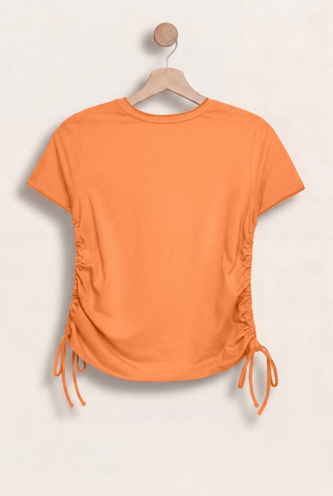 Orange Ruched Side Seam T-Shirt